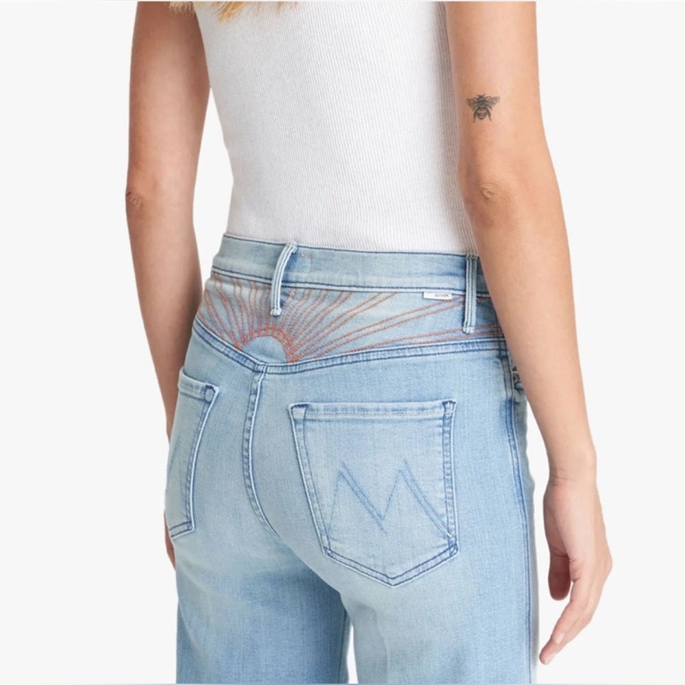 MOTHER Denim Sunburst Roller Ankle Fray Jeans 28